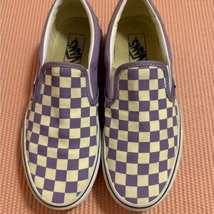 Vans Kids Purple Checkered Slip-On Shoes